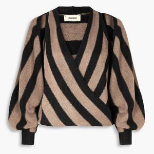 L'Agence  Kloss Convertible Two in One Sweater Size S/P Oatmeal/Black Stripes